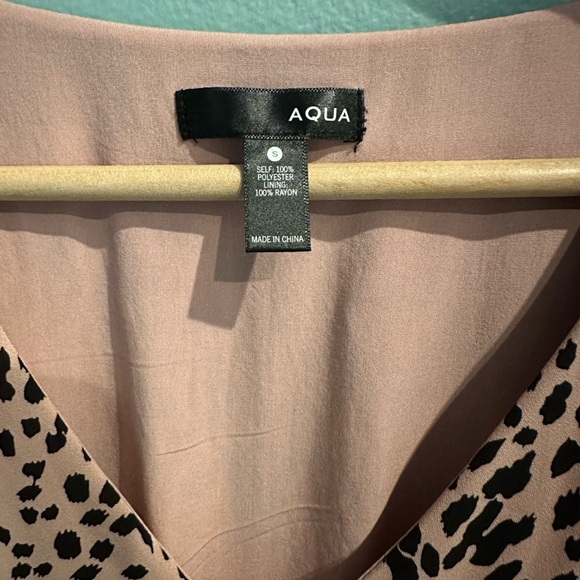 Aqua Pink Black Leopard Print Dress Small V Neck Short Sleeve A Line Pockets - Picture 4 of 12